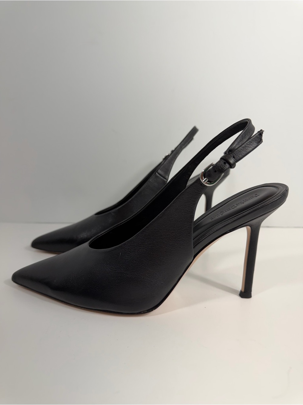 Favorite Daughter Black Leather Remy Pointed Toe Slingback Heels Pump 8 - Picture 7 of 12